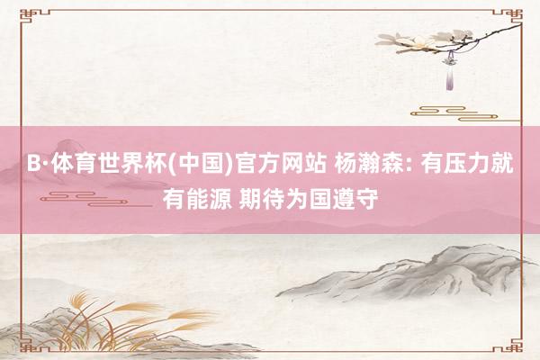 B·体育世界杯(中国)官方网站 杨瀚森: 有压力就有能源 期待为国遵守