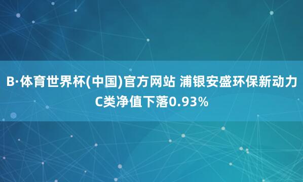 B·体育世界杯(中国)官方网站 浦银安盛环保新动力C类净值下落0.93%
