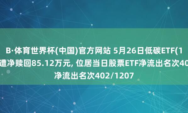 B·体育世界杯(中国)官方网站 5月26日低碳ETF(159885)遭净赎回85.12万元, 位居当日股票ETF净流出名次402/1207