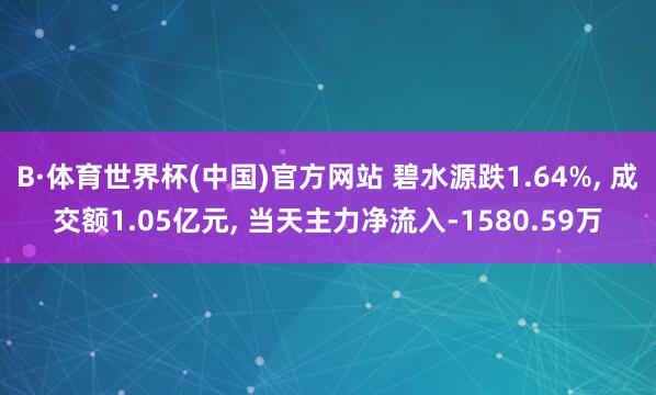 B·体育世界杯(中国)官方网站 碧水源跌1.64%, 成交额1.05亿元, 当天主力净流入-1580.59万