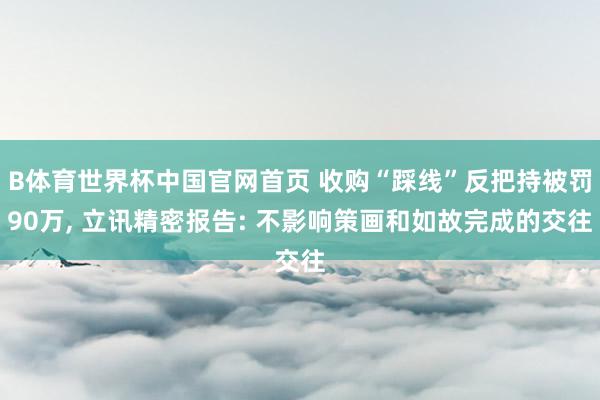 B体育世界杯中国官网首页 收购“踩线”反把持被罚90万, 立讯精密报告: 不影响策画和如故完成的交往