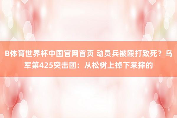B体育世界杯中国官网首页 动员兵被殴打致死？乌军第425突击团：从松树上掉下来摔的