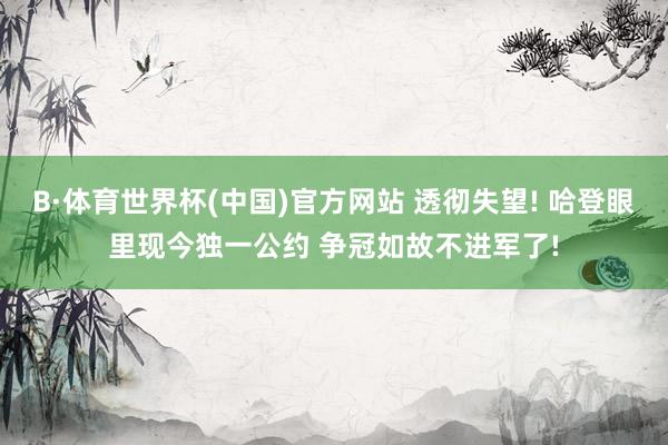 B·体育世界杯(中国)官方网站 透彻失望! 哈登眼里现今独一公约 争冠如故不进军了!