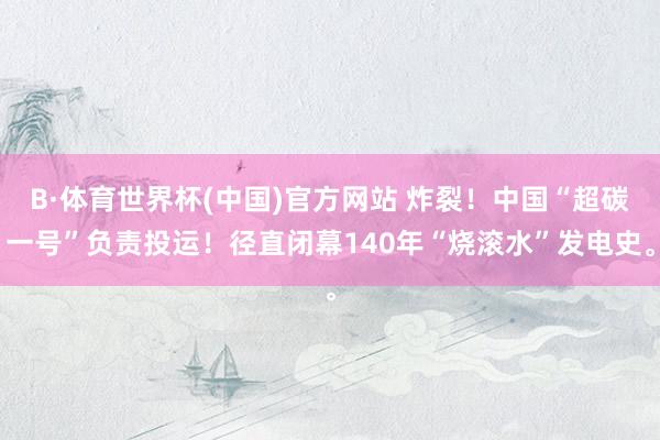 B·体育世界杯(中国)官方网站 炸裂！中国“超碳一号”负责投运！径直闭幕140年“烧滚水”发电史。