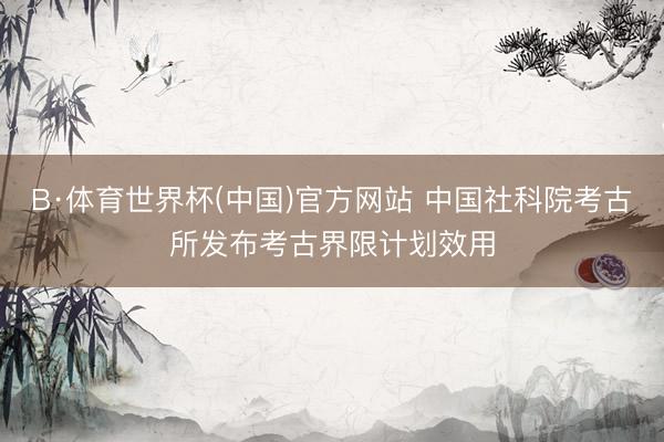 B·体育世界杯(中国)官方网站 中国社科院考古所发布考古界限计划效用