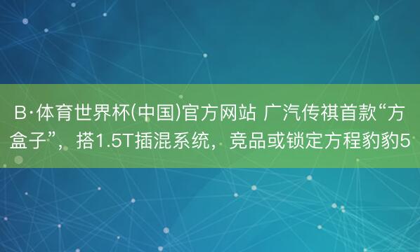B·体育世界杯(中国)官方网站 广汽传祺首款“方盒子”，搭1.5T插混系统，竞品或锁定方程豹豹5
