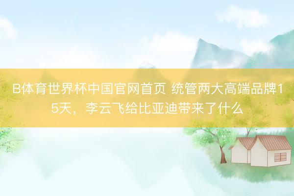 B体育世界杯中国官网首页 统管两大高端品牌15天，李云飞给比亚迪带来了什么